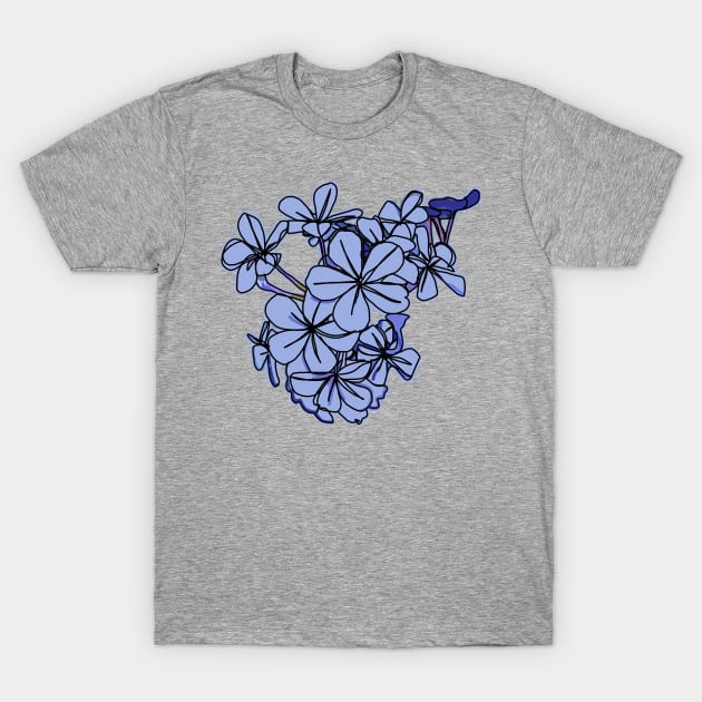 Little Blue Flowers Line Drawing T-Shirt by ellenhenryart